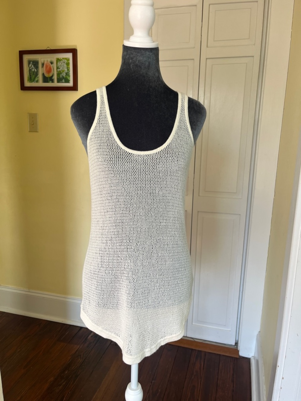American Eagle Outfitters Cream Open-Knit Swimsuit Coverup/Top
